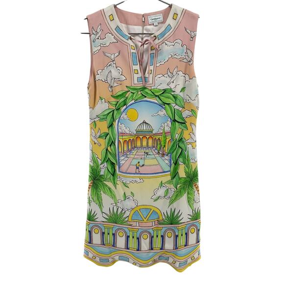 Casablanca 'Paysage' Green Ideal Graphic-Print Mini Dress Size FR 36/US 4 - Picture 2 of 6